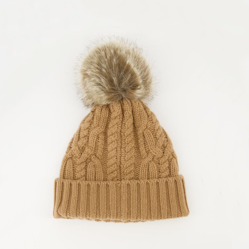 Image of the Moncler Women's Cashmere Beanie with Pom-Pom - Fall-Winter 2025 - Back View