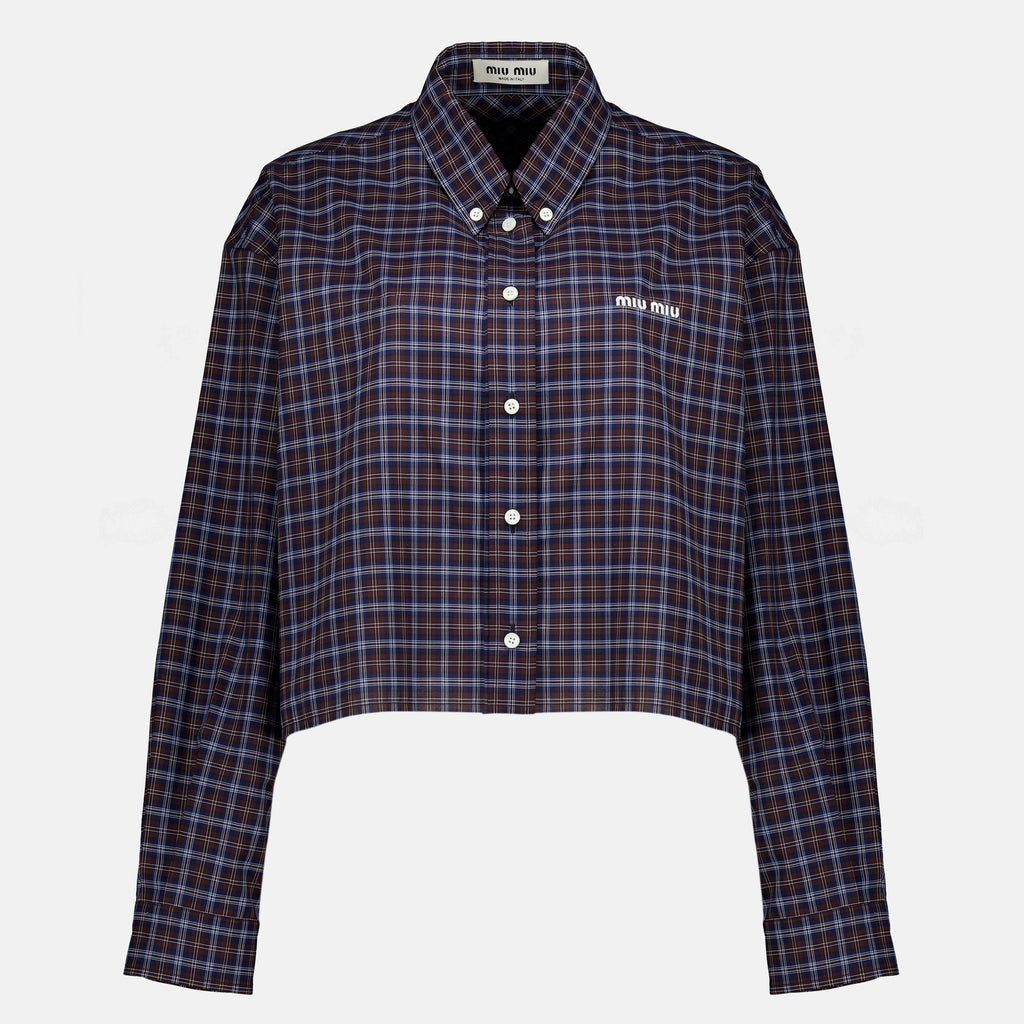 Chemises Camisa de Algodón a Cuadros Miu Miu Violet Femme