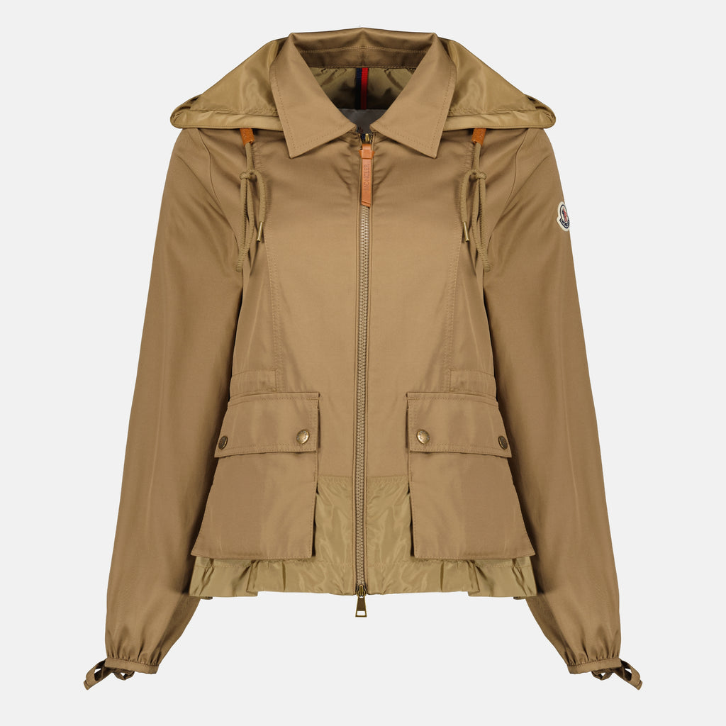 Vestes Casaco com Capuz Adenium em Gabardine de Algodão Moncler Marron Femme