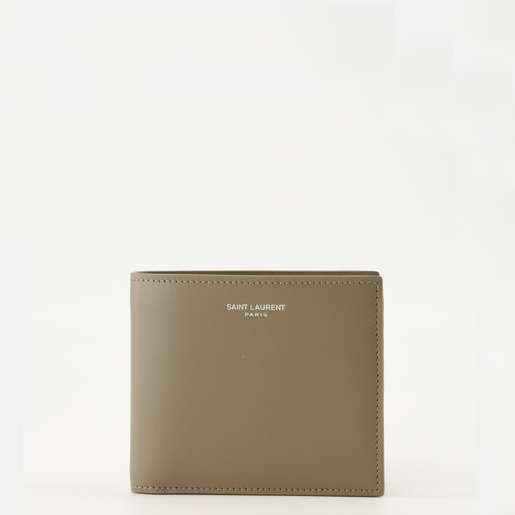 Image de l'article Portefeuilles Saint Laurent Paris en cuir beige de la marque Saint Laurent pour Homme - Saison Printemps-Été 2026 - Vue de Face