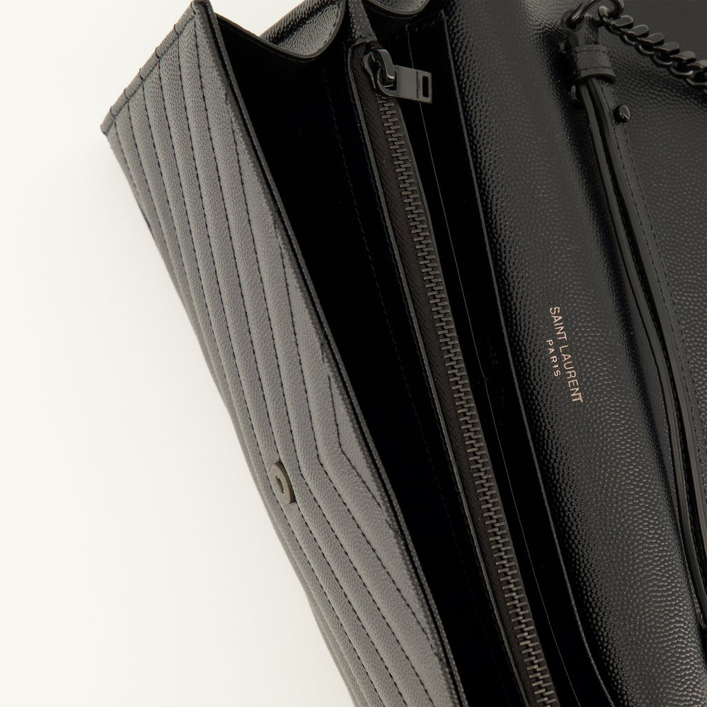 Petite maroquinerie Cassandre Chain Wallet in Black Leather Saint Laurent Noir Femme
