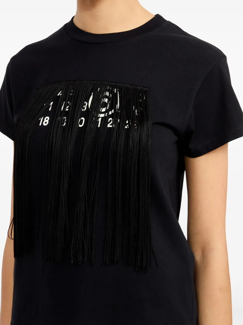 T-shirts T-shirt Numeric à frange Mm6 Noir Femme