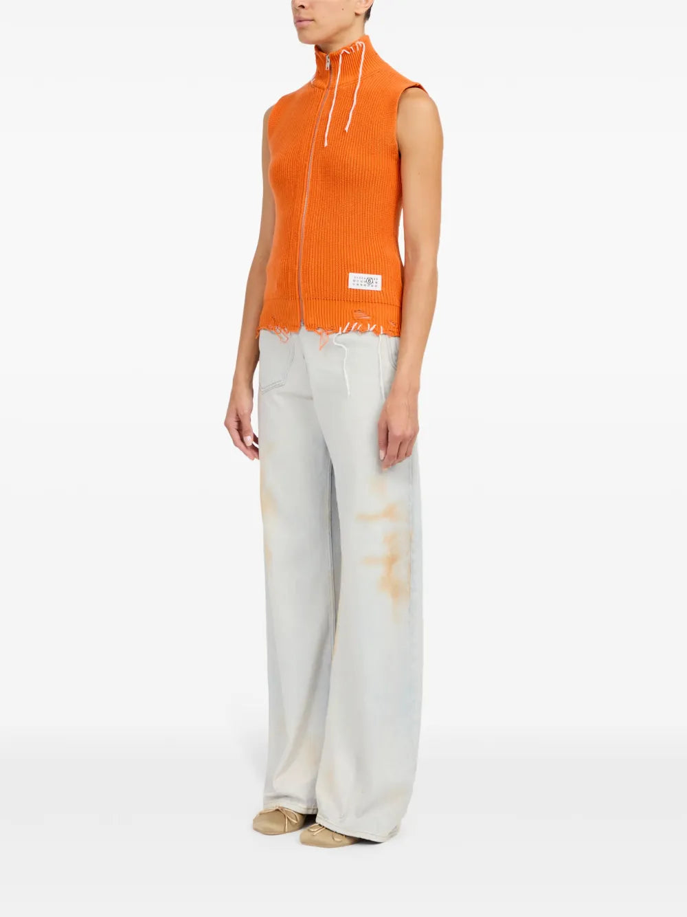 Vestes Gilet sans manche en maille Mm6 Orange Femme