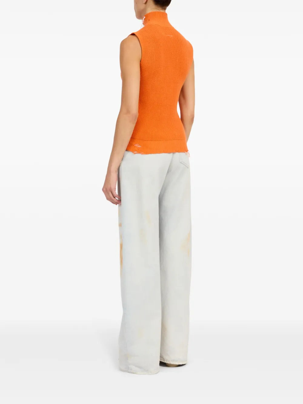 Vestes Gilet sans manche en maille Mm6 Orange Femme