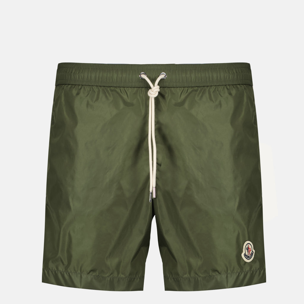 Beachwear Short de bain liseré kaki en nylon Moncler Kaki Homme