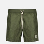 Beachwear Calções de Banho em Nylon com Acabamento Kaki Moncler Kaki Homme