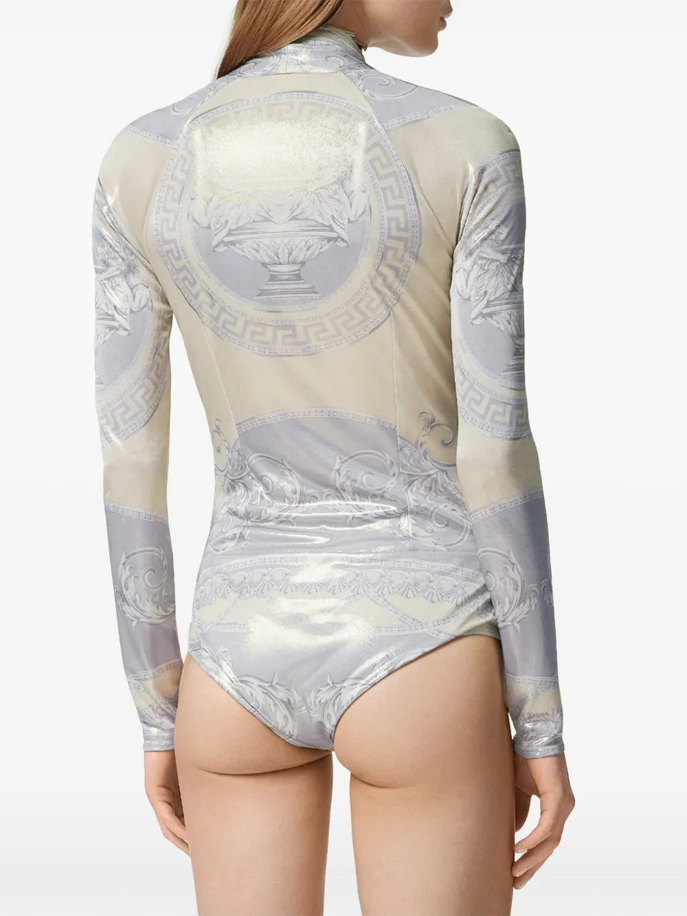 Tops Barocco Draped Bodysuit Versace Silver Femme