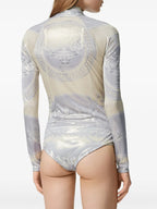 Tops Barocco Draped Bodysuit Versace Silver Femme