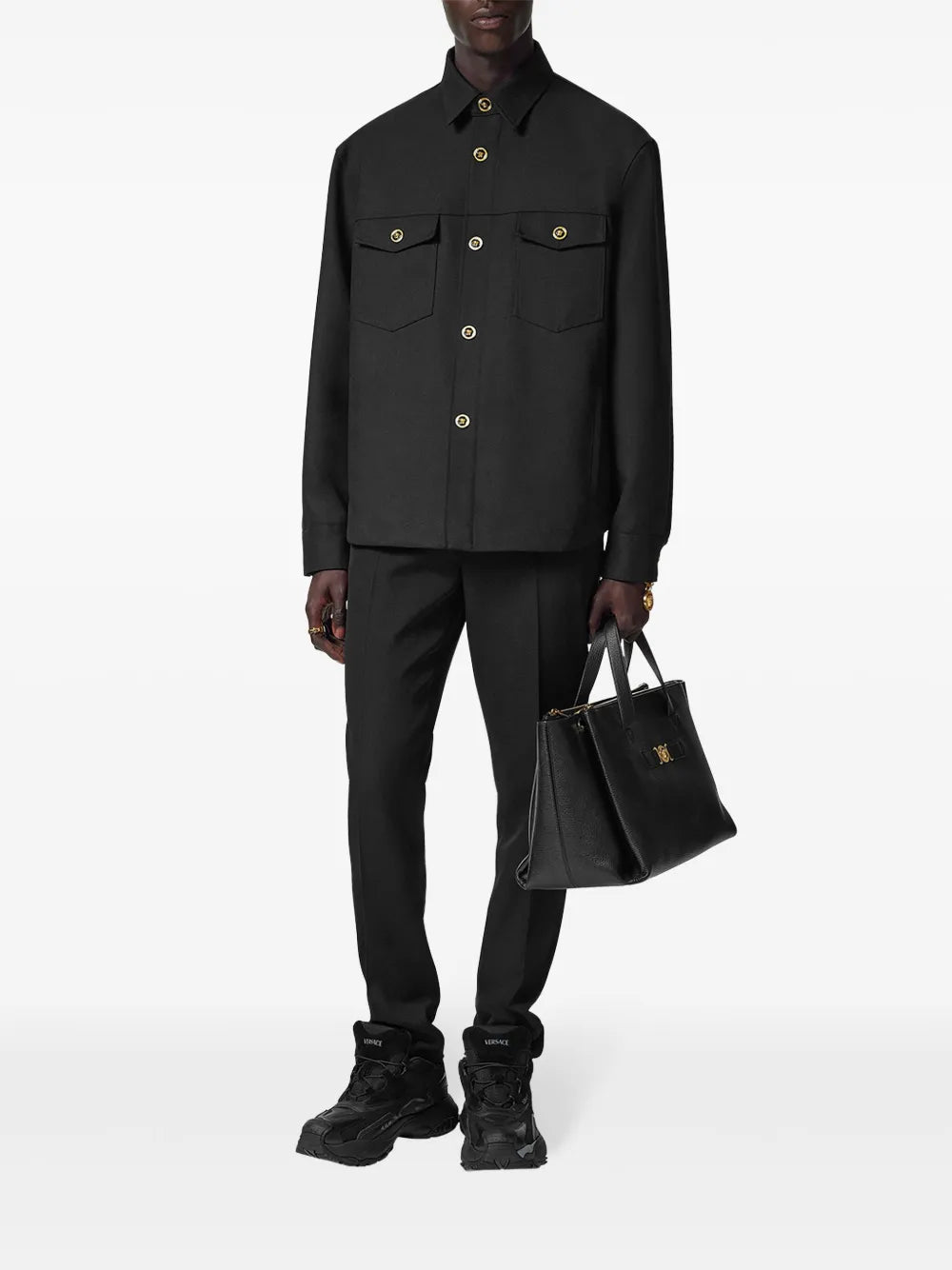 Camisas Camisa de Lã Versace Preto Homme