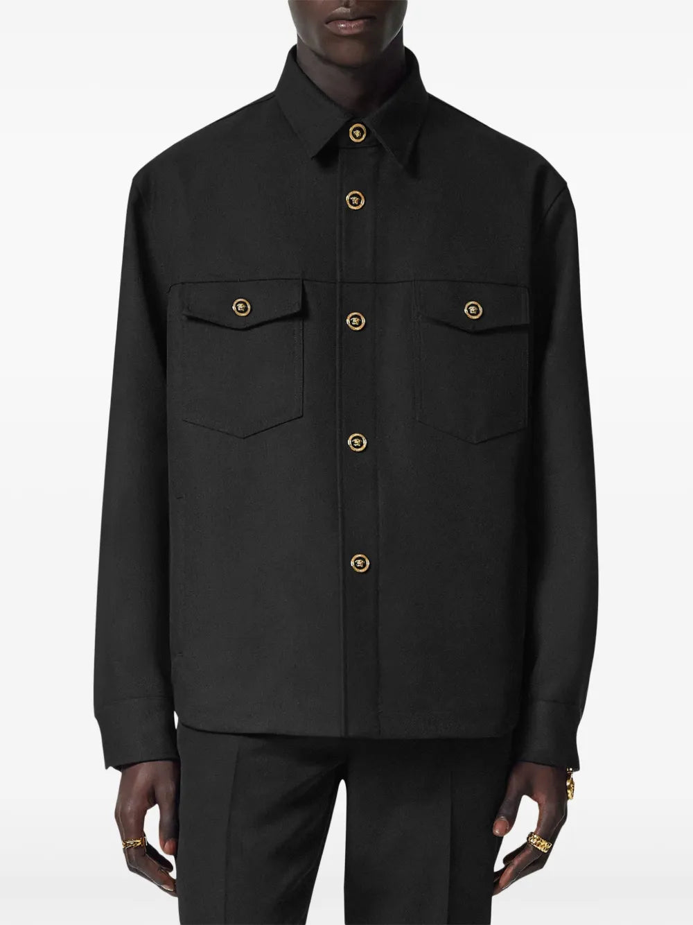 Camisas Camisa de Lã Versace Preto Homme