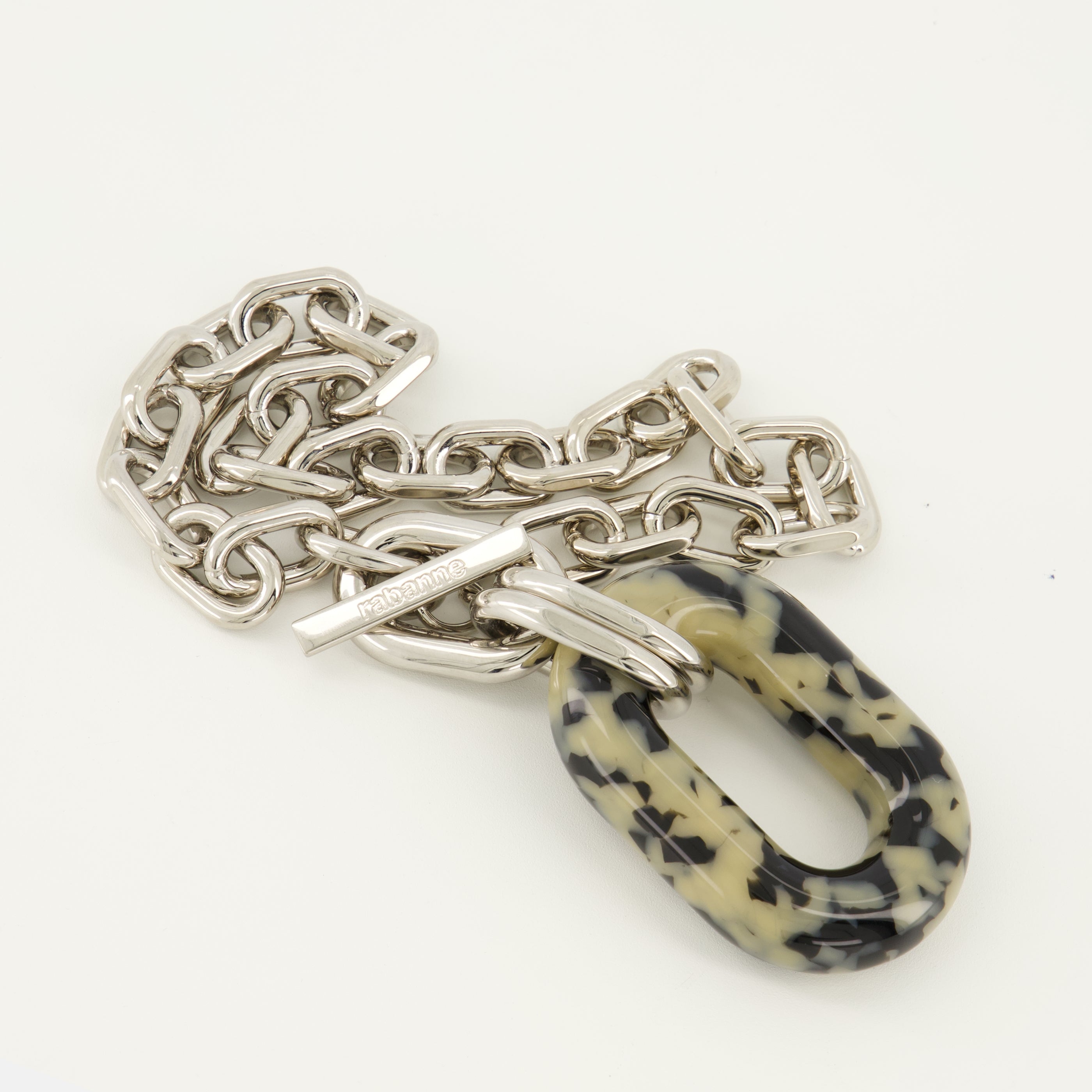 Bijoux Collier XL Link argenté à imprimé Rabanne Argenté Femme