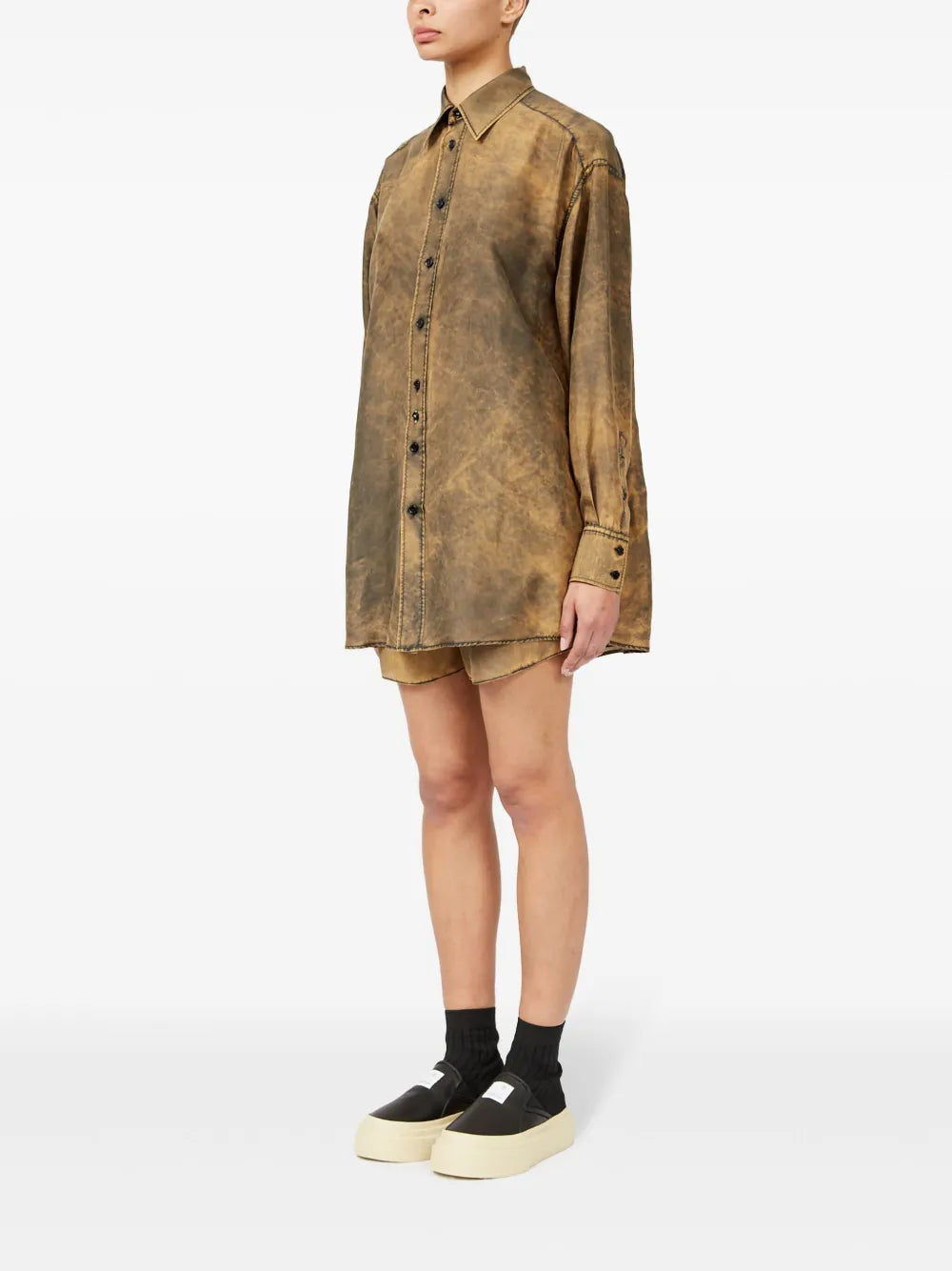 Chemises Chemise longue effet délavé Mm6 Marron Femme