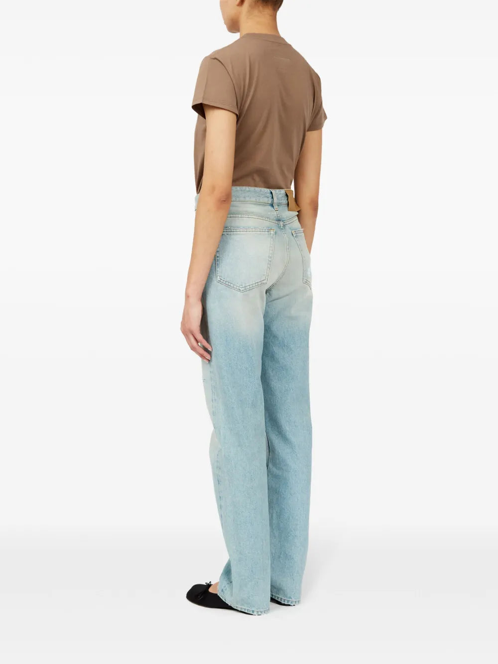 Pantalons Jean à bande adhésive Mm6 Bleu Femme