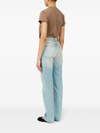 Pantalons Jean à bande adhésive Mm6 Bleu Femme