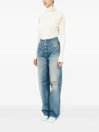 Pantalons Jean effet usé Mm6 Bleu Femme
