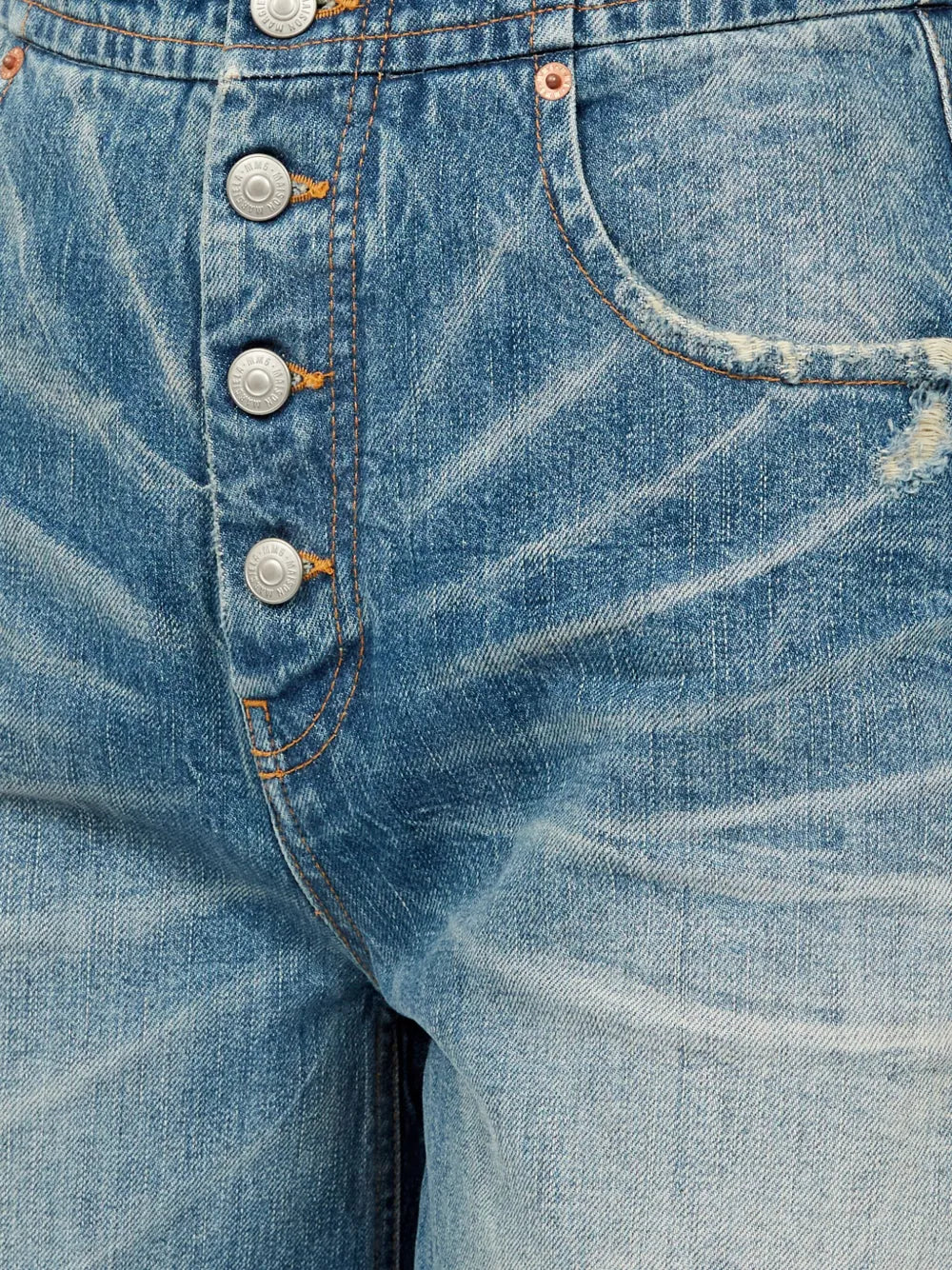 Pantalons Jean effet usé Mm6 Bleu Femme