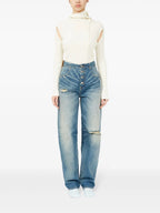 Pantalons Jean effet usé Mm6 Bleu Femme