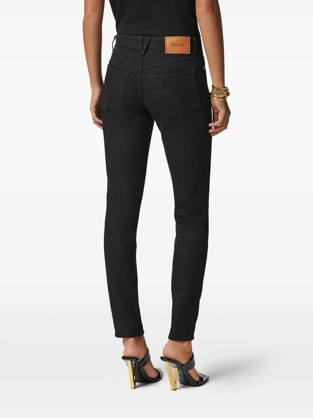 Pantalons Jeans slim noir Versace Noir Femme