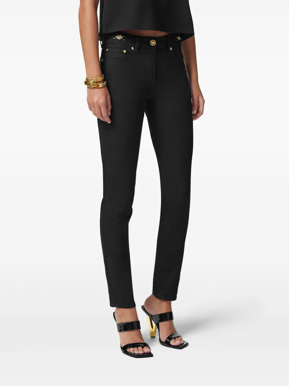 Pantalons Jeans slim noir Versace Noir Femme