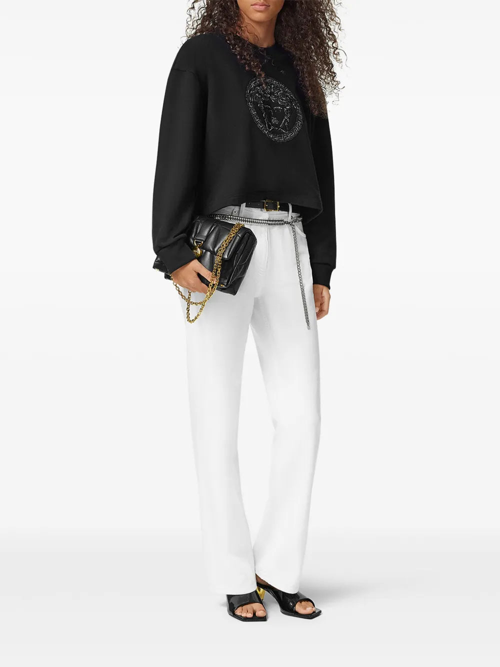 Sweatshirts Sweatshirt Medusa à strass Versace Noir Femme