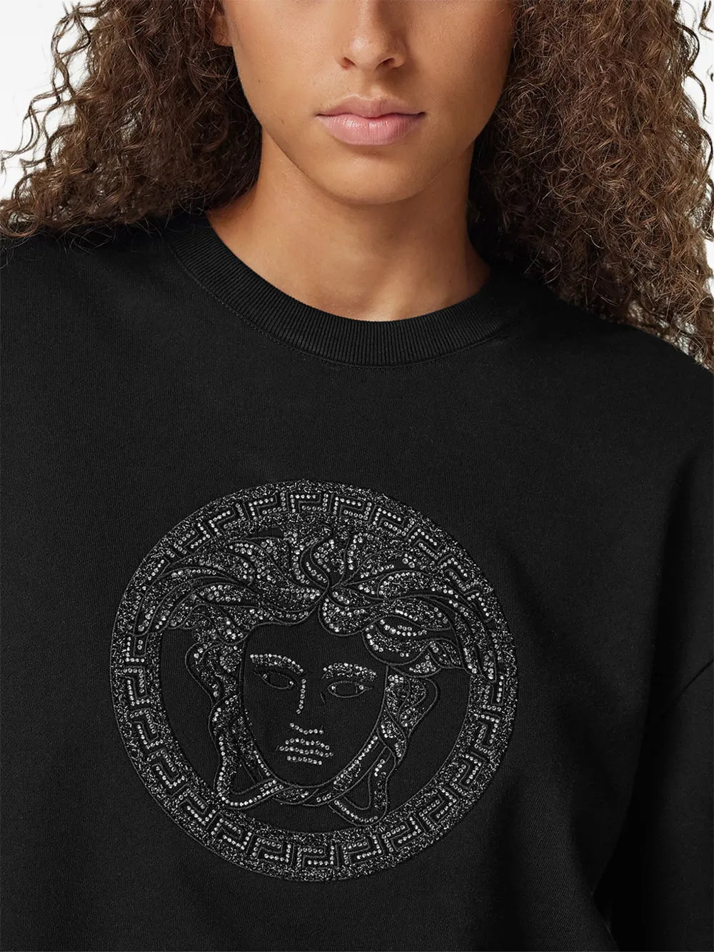Sweatshirts Sweatshirt Medusa à strass Versace Noir Femme