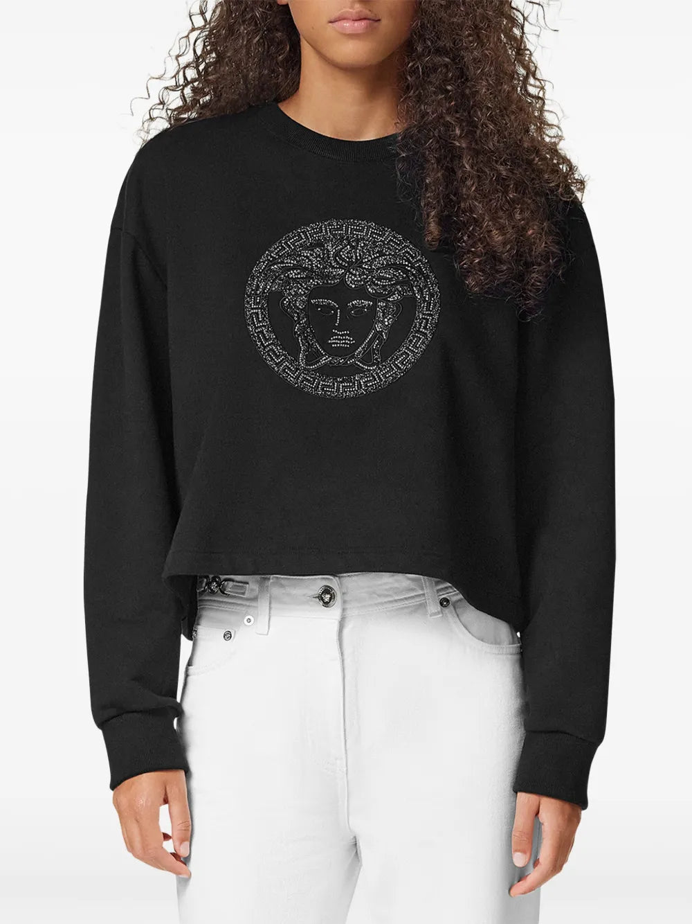 Sweatshirts Sweatshirt Medusa à strass Versace Noir Femme