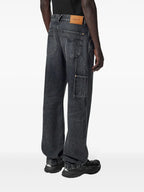 Calças Jeans Cargo Cinza Versace Preto Homme