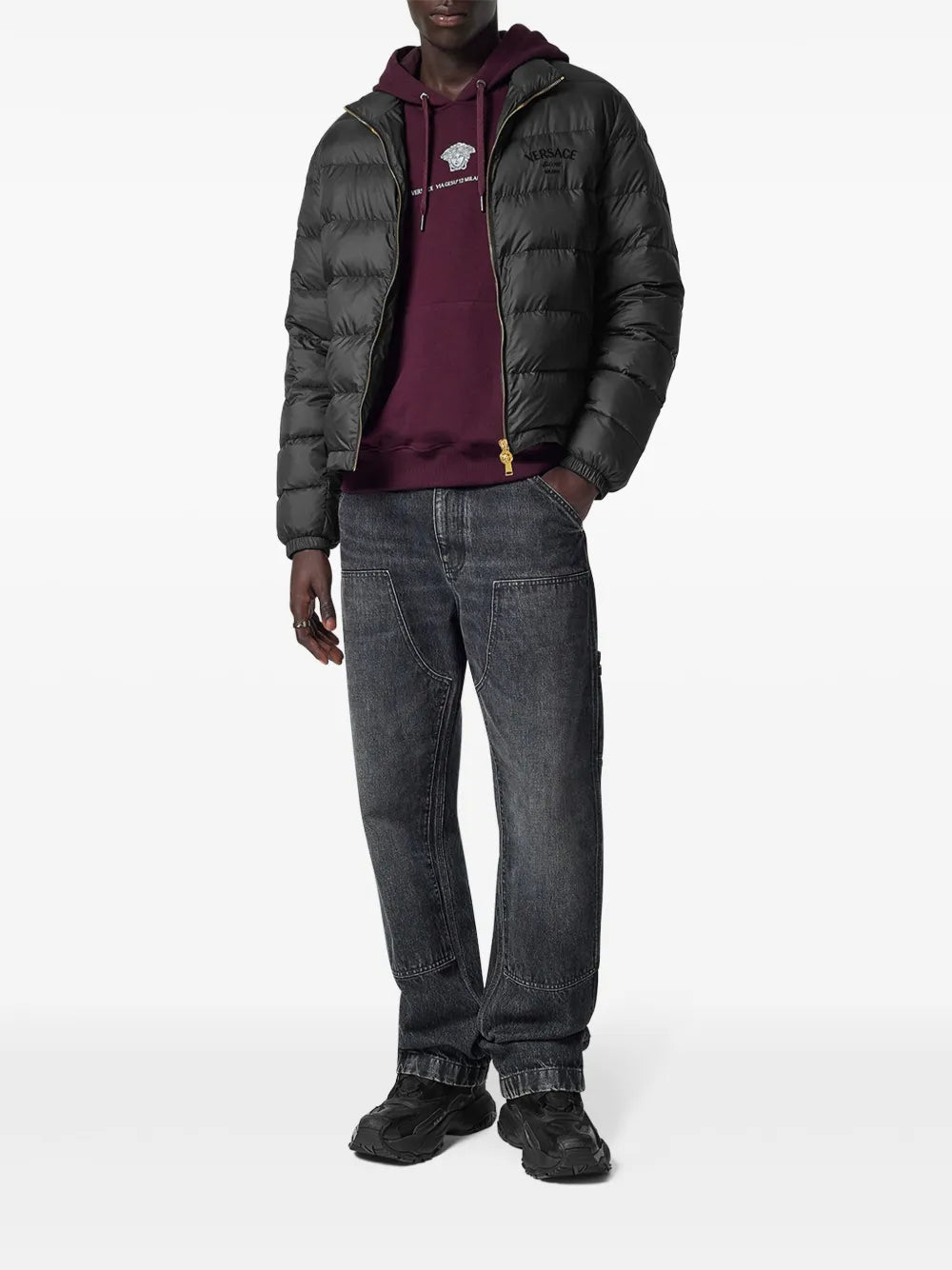 Calças Jeans Cargo Cinza Versace Preto Homme