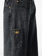 Calças Jeans Cargo Cinza Versace Preto Homme