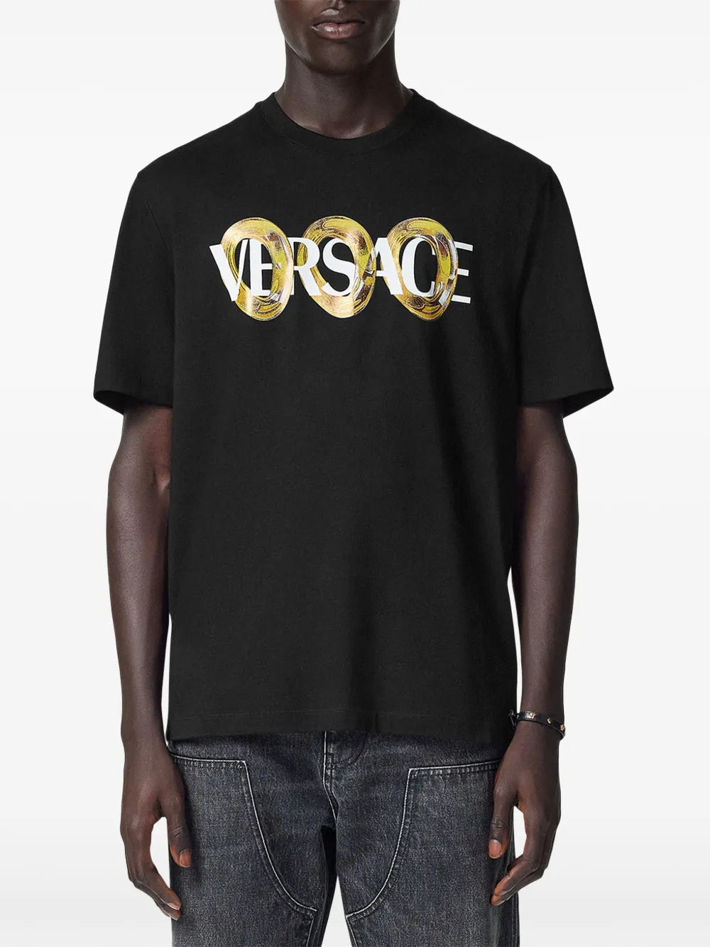T-shirt T-shirt Maxi Chain Versace Nero Homme