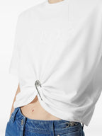 Camisetas Camiseta con Alfiler de Seguridad Versace Blanco Femme