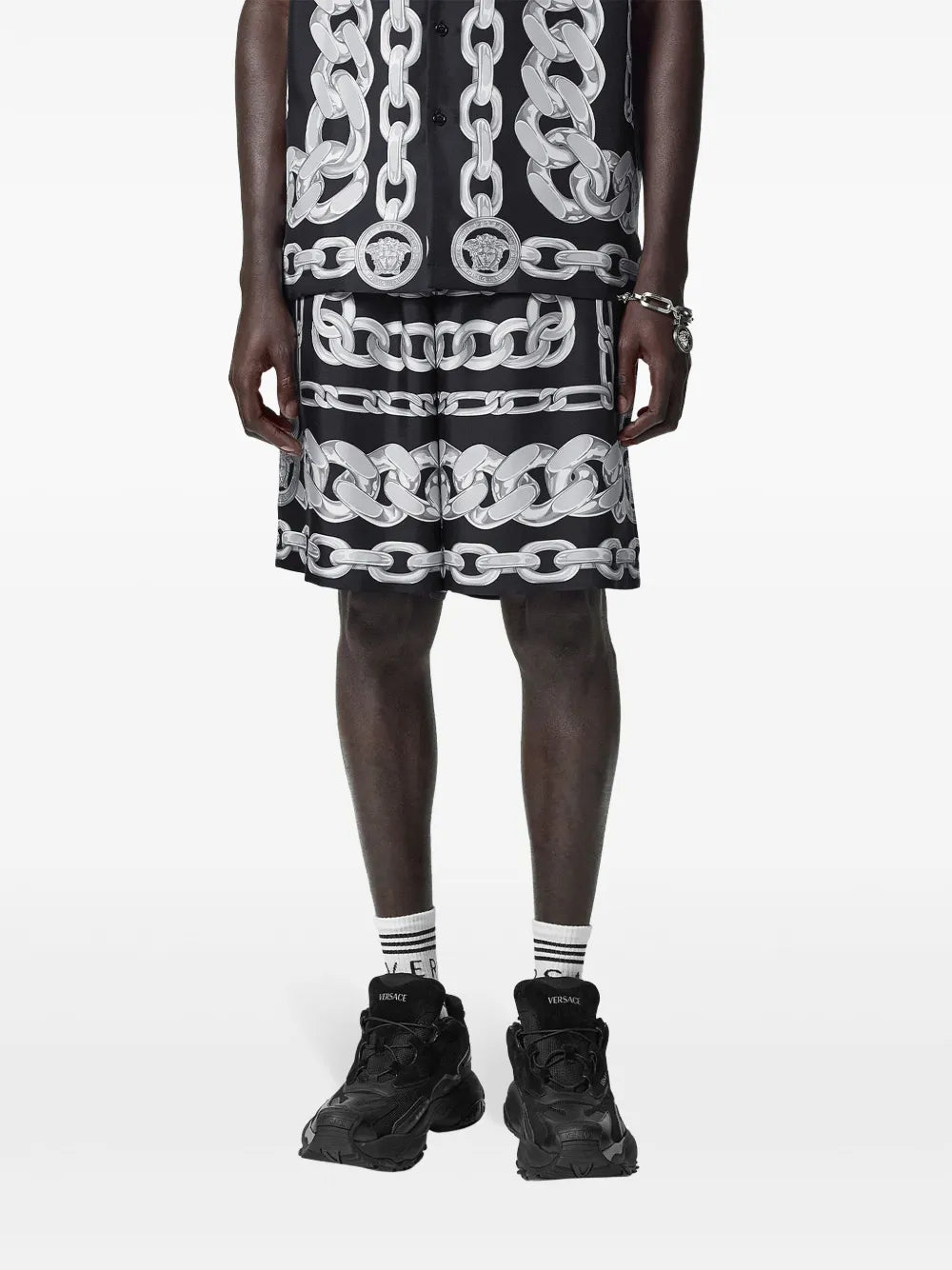 쇼츠 짧은 메두사 체인 Versace 검은색 Homme