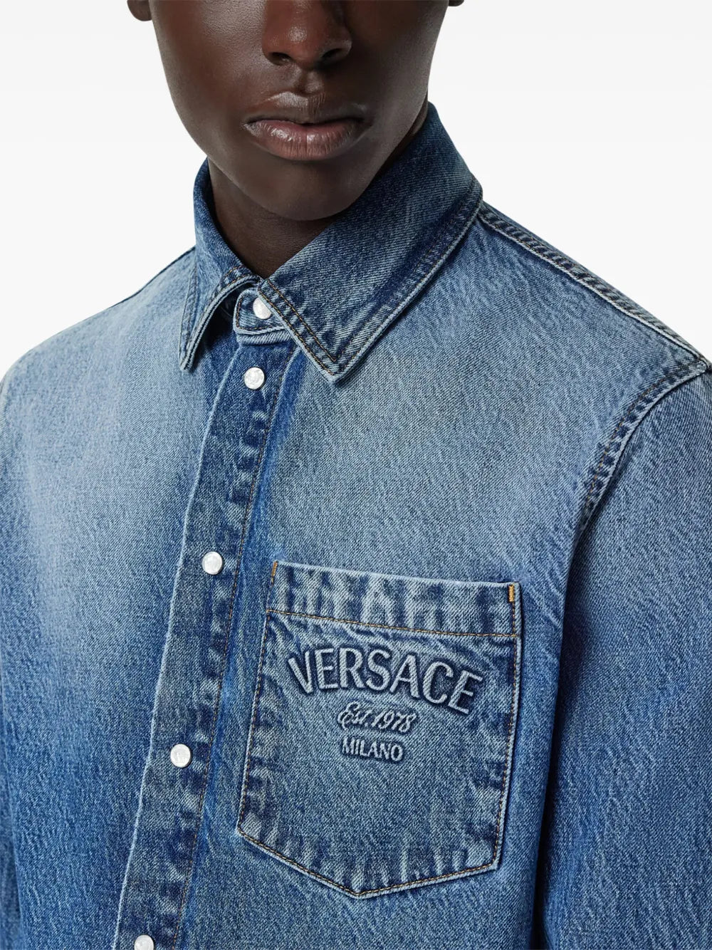 Camisas Camisa de Denim Versace Azul Homme