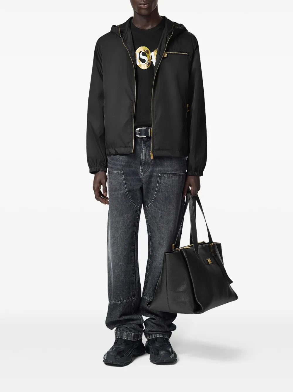 Vestes Coupe-vent en nylon Versace Noir Homme