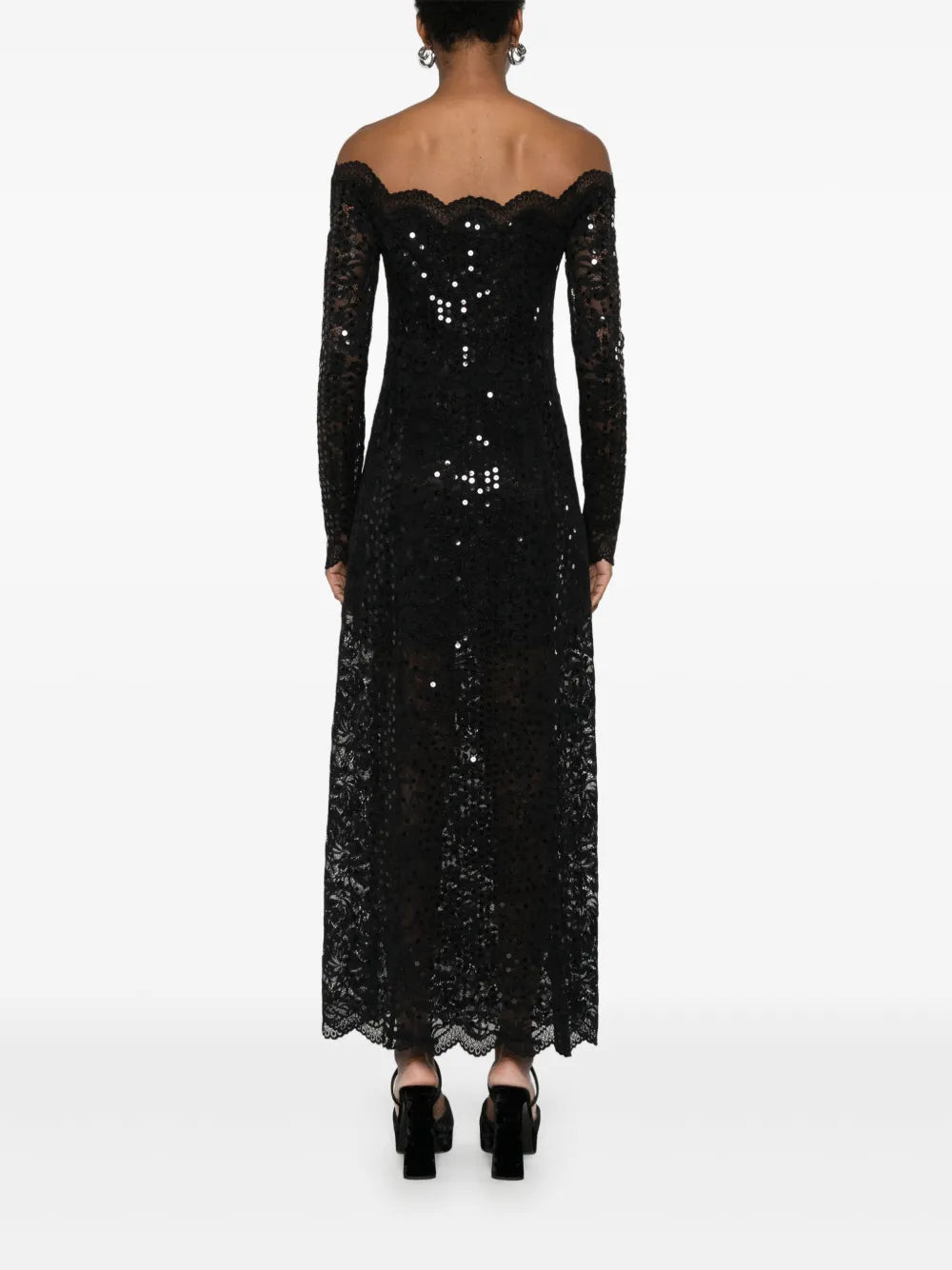 Robes Robe longue en dentelle Rabanne Noir Femme