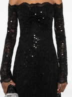Vestidos Vestido Longo de Renda Rabanne Preto Femme
