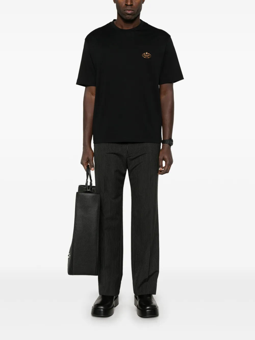 티셔츠 로고 티셔츠 Prada 검은색 Homme