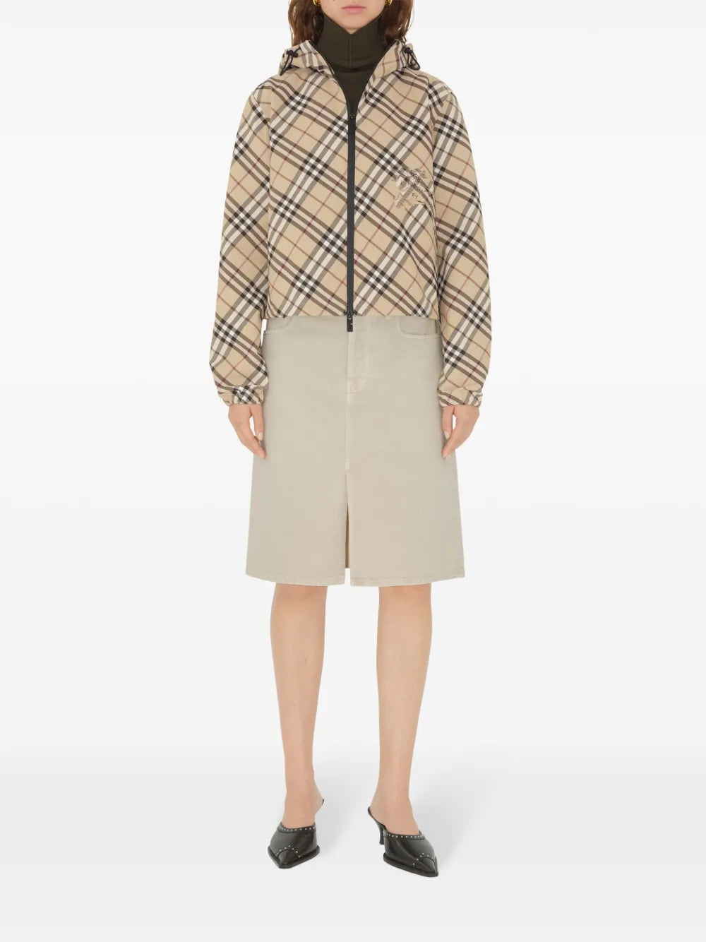 Vestes Coupe-vent à carreaux Cavalier Burberry Beige Femme