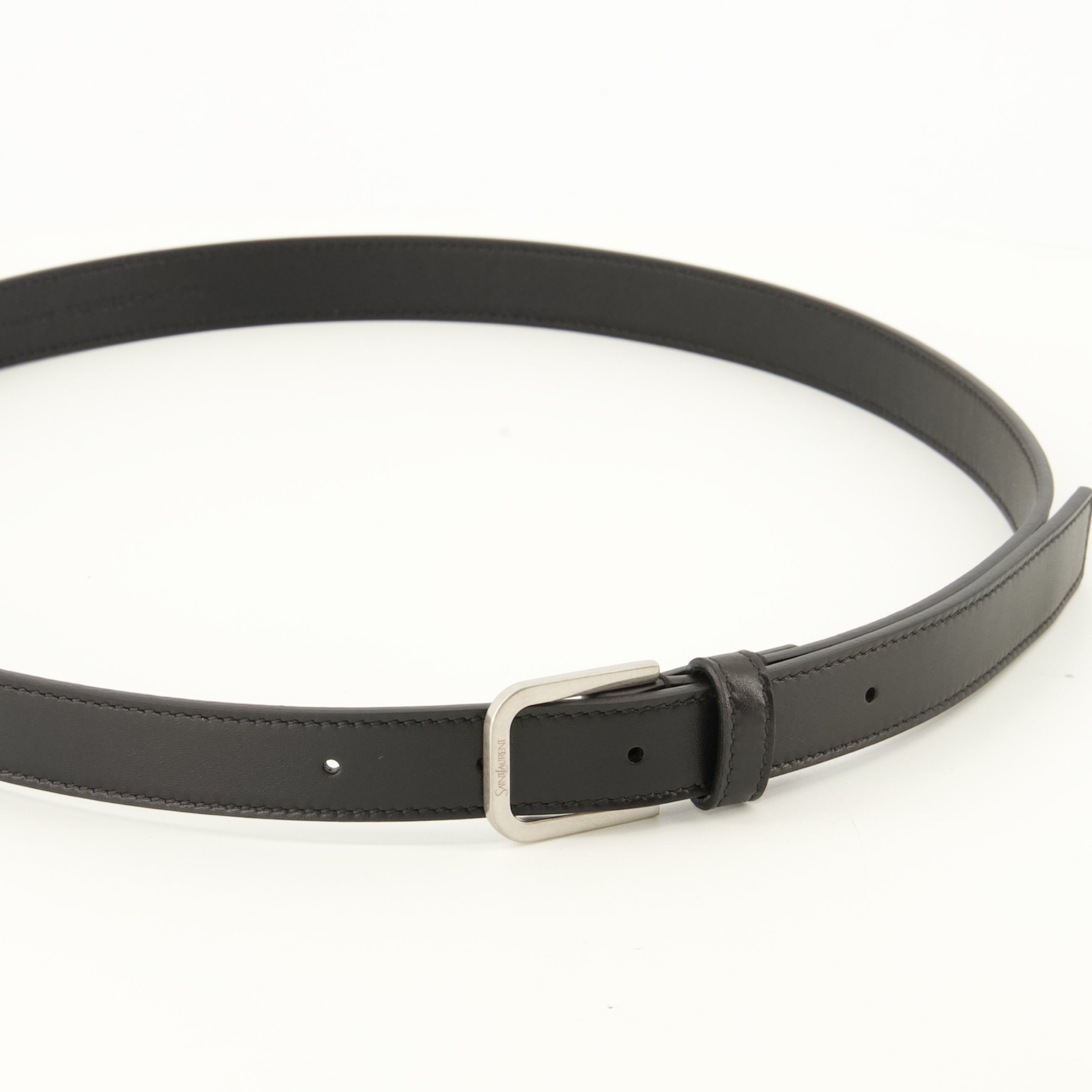 Ceintures Cintura in pelle liscia nera fine Saint Laurent Noir Homme
