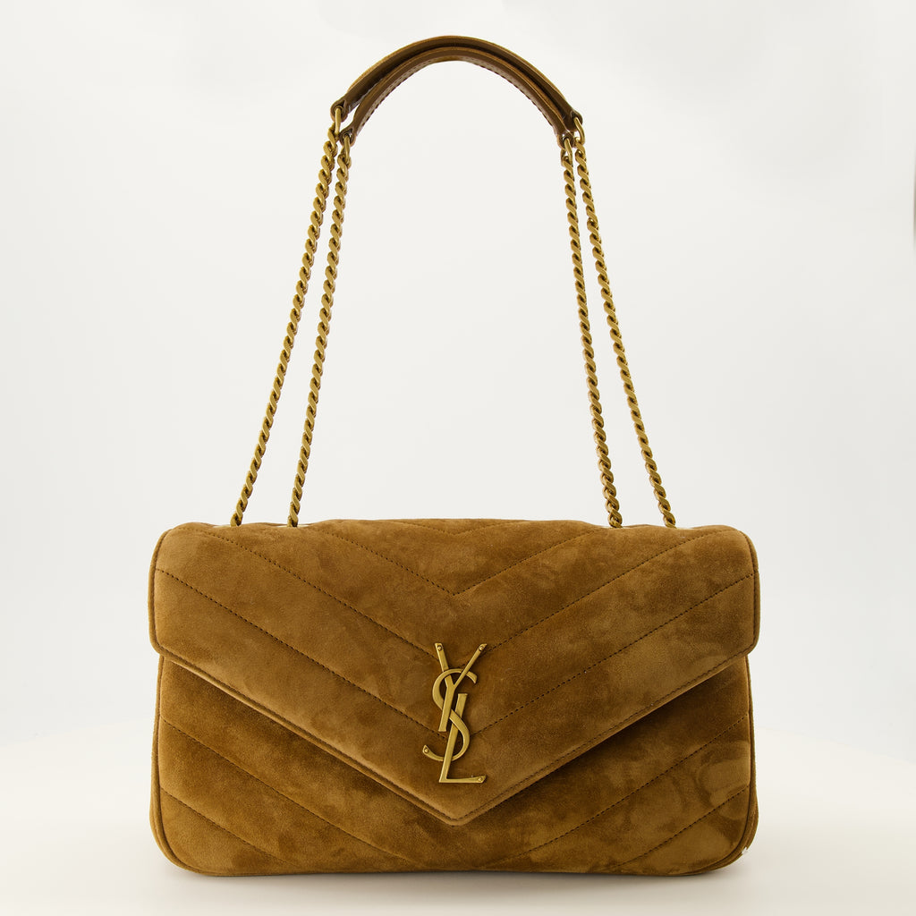 Sacs à main et épaule Bolsa Medium Loulou em Camurça Castanha Saint Laurent Marron Femme
