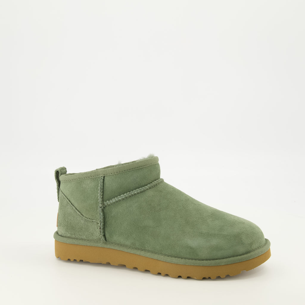 Bottines Bottes Classic Ultra mini vert Ugg Vert Femme