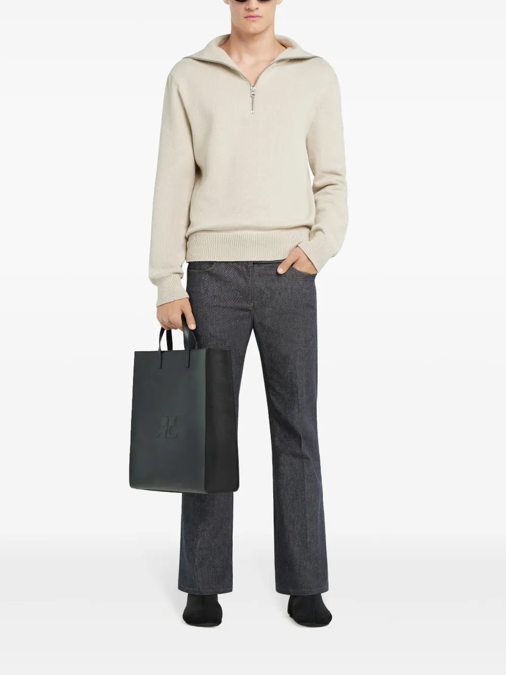 Maille Pull à col zippé Courrèges Beige Homme