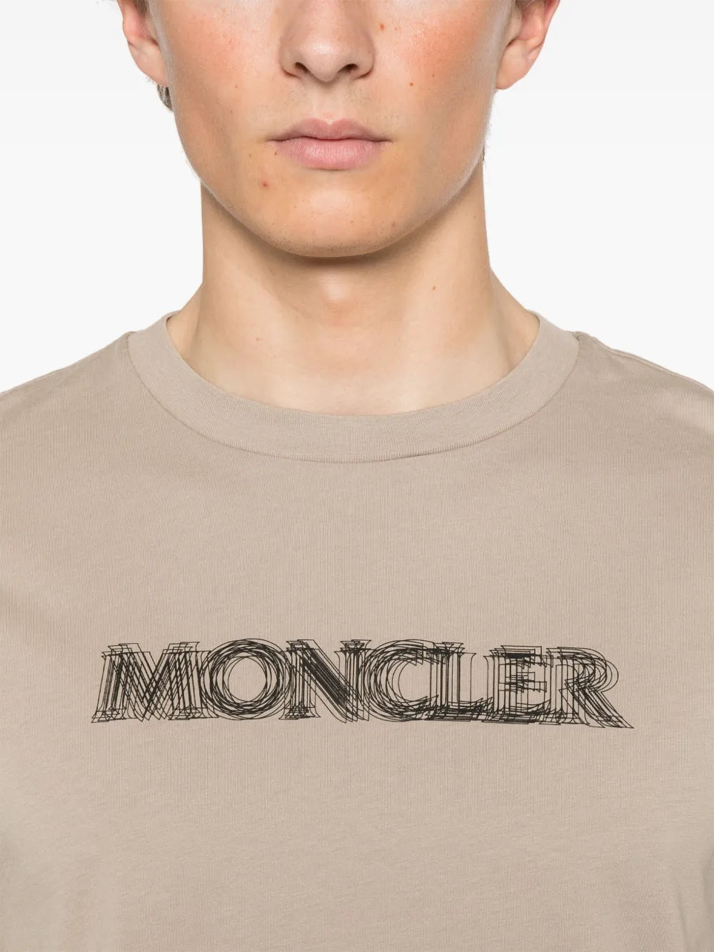T-shirt T-shirt con logo sfocato Moncler Beige Homme