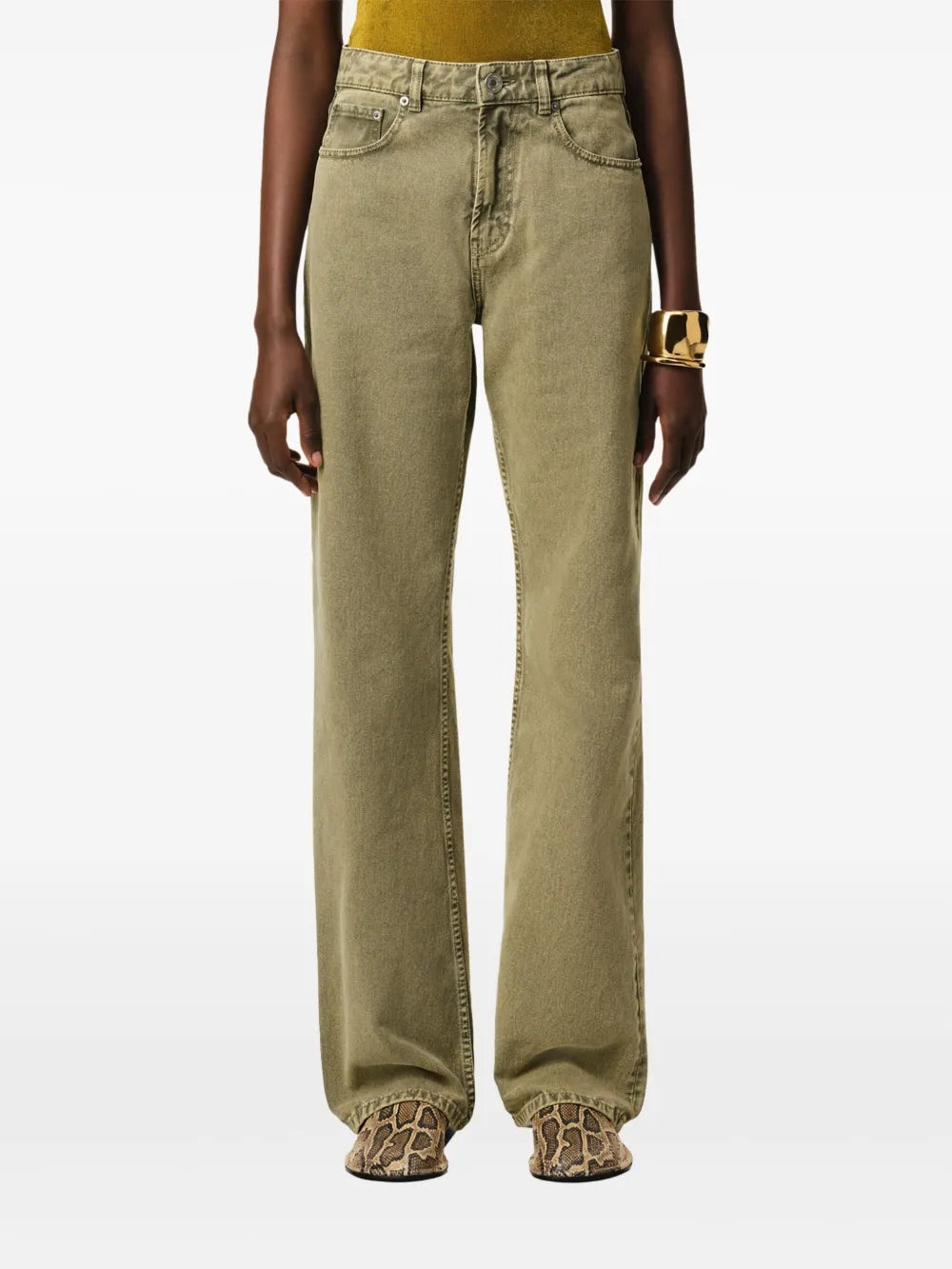 パンツ ワイドレッグジーンズ Ami PARIS カーキ Femme