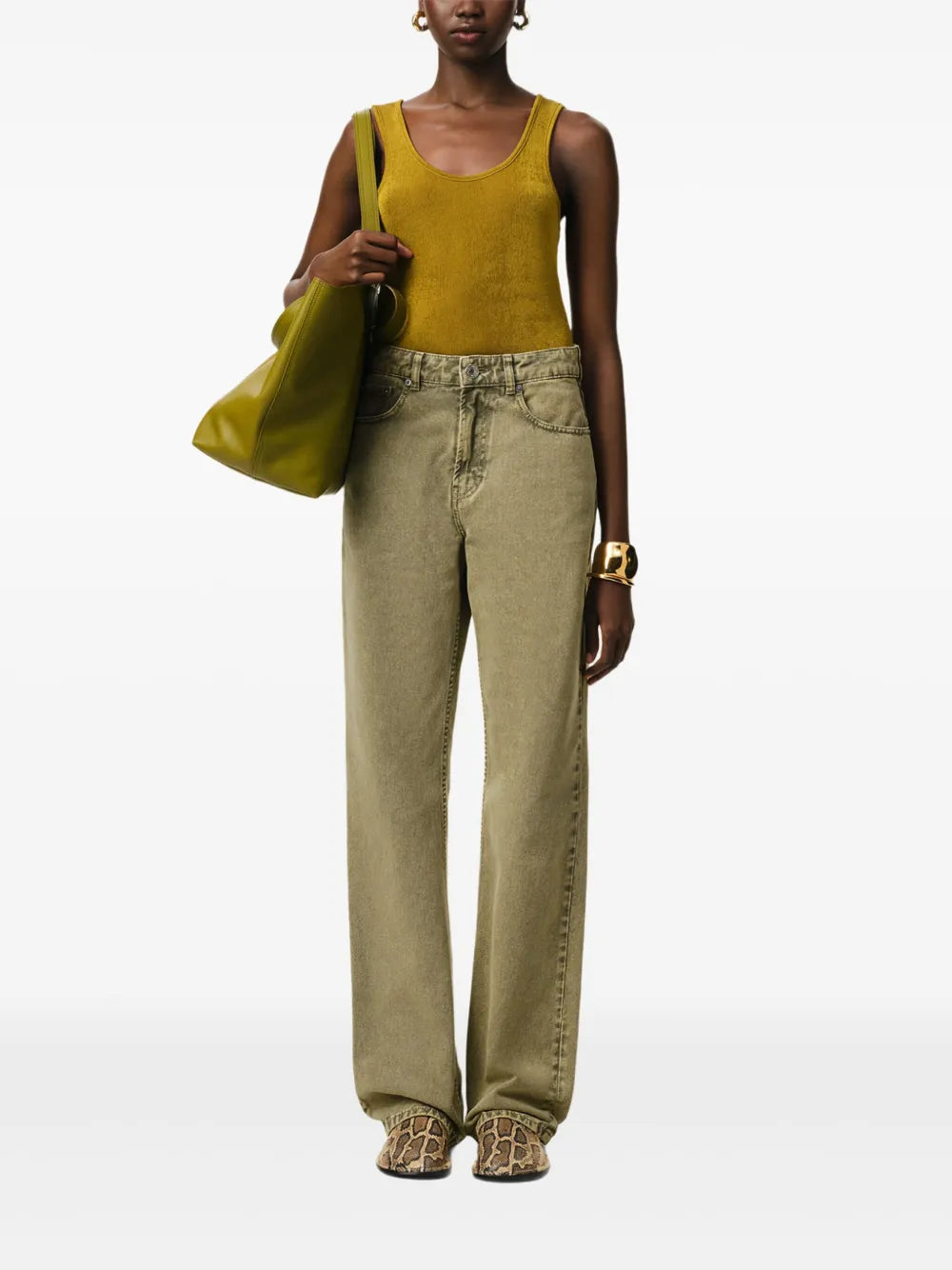 パンツ ワイドレッグジーンズ Ami PARIS カーキ Femme