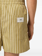 Shorts Calções Listrados Ami PARIS Cáqui Unissex