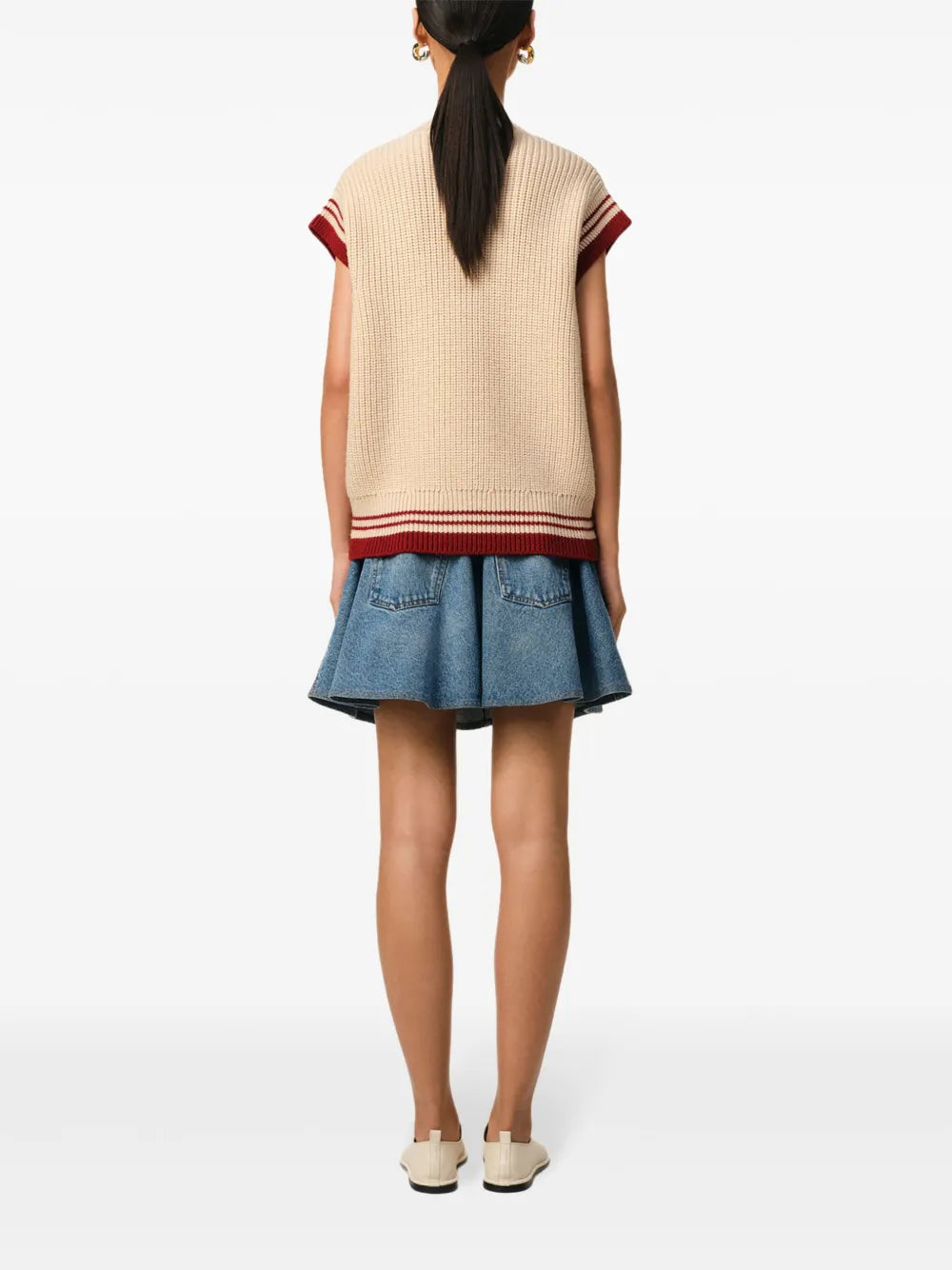 Knitwear Sleeveless Ribbed Sweater Ami PARIS Beige Unisex