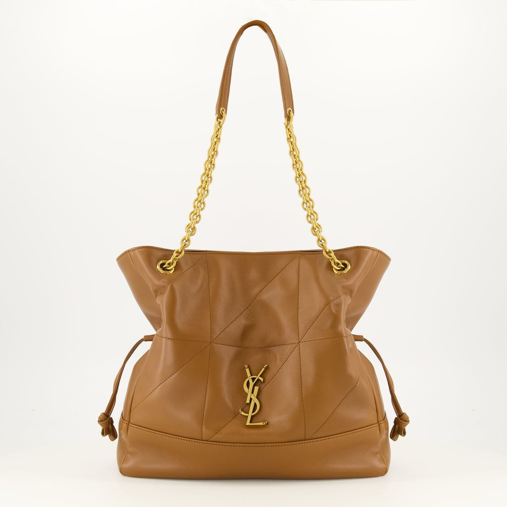 Sacs seau 제이미 갈색 가죽 쇼핑백 Saint Laurent Marron Femme