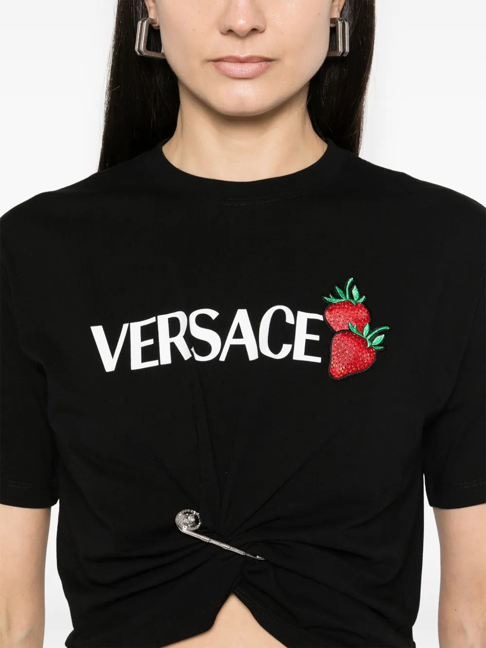 티셔츠 스트로베리 크롭 티셔츠 Versace 검은색 Femme
