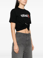티셔츠 스트로베리 크롭 티셔츠 Versace 검은색 Femme